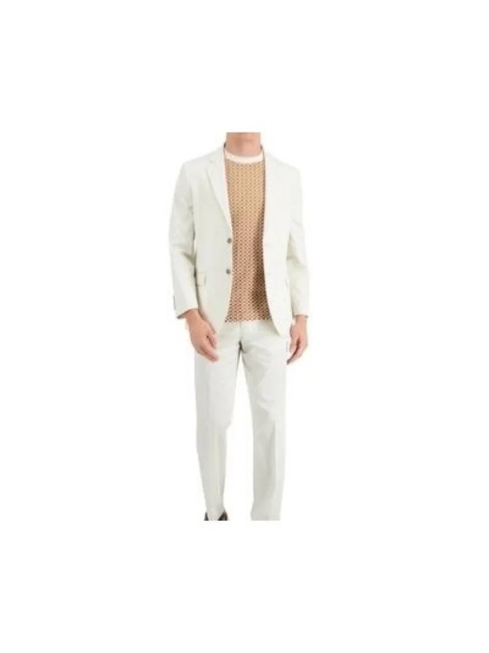 Nautica Mens Modern Fit Stretch Cotton Solid Suit White Cream Size 40S/W34 NWT
